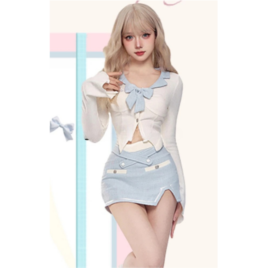 Autumn Lolita Chic 2-Piece Set – Y2K Japanese Style Crop Top & Bodycon Mini Skirt - Glamorize Hair & Beauty 