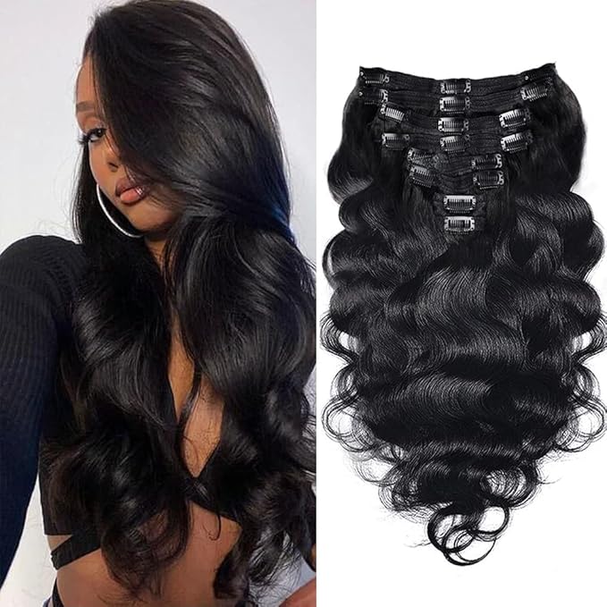 Body Wave Clip-In Human Hair Extensions – Full Head, 120g Brazilian Hair Set - Glamorize Hair & Beauty 