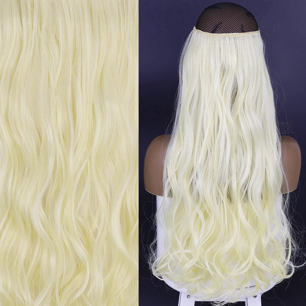 Invisible Wire Hair Extensions – One-Piece Synthetic Straight Hairpiece - Glamorize Hair & Beauty 