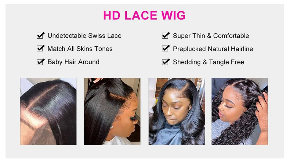 Malaysian Straight Lace Frontal Wig – 13x6 HD Transparent Pre-Plucked Human Hair - Glamorize Hair & Beauty 