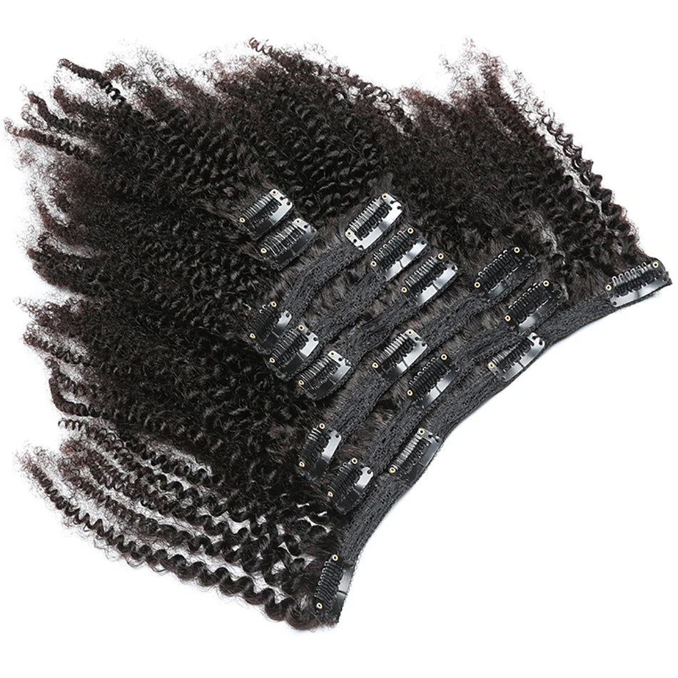 Kinky Curly Clip-In Hair Extensions – 3C/4A Afro Human Hair Full Head Set - Glamorize Hair & Beauty 