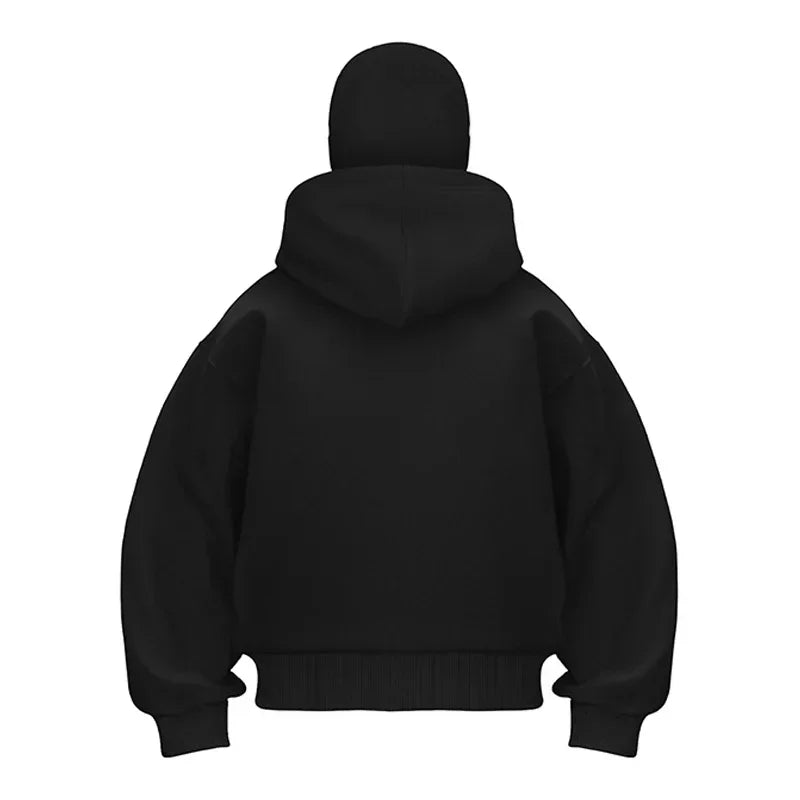 GHB Retro Balaclava Hoodie – Double-Layer Solid Color Winter Streetwear - Glamorize Hair & Beauty 