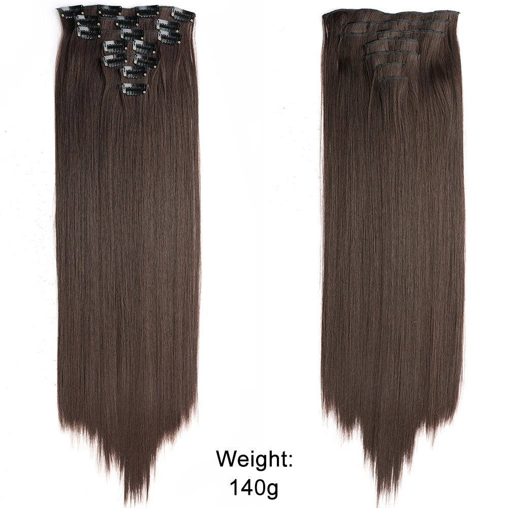 7-Piece Ombre Clip-In Hair Extensions – Heat-Resistant, Long Straight Style - Glamorize Hair & Beauty 