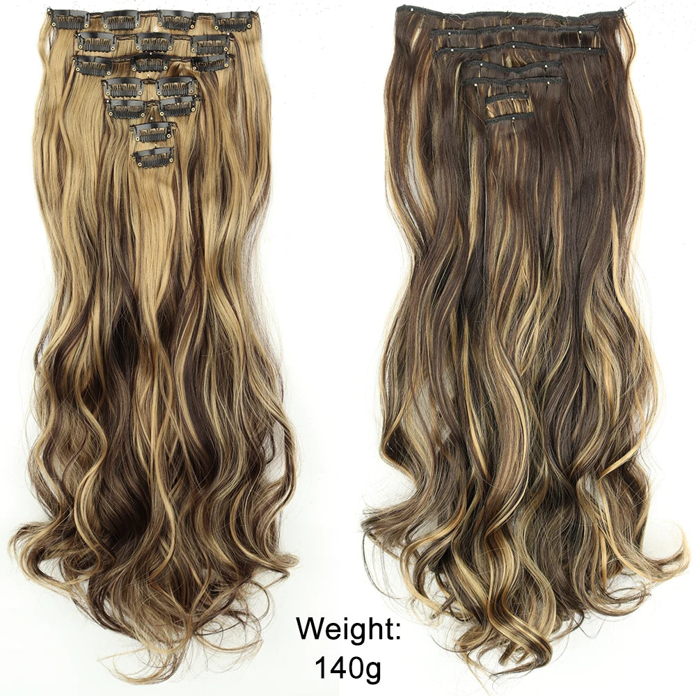7-Piece Ombre Clip-In Hair Extensions – Heat-Resistant, Long Straight Style - Glamorize Hair & Beauty 