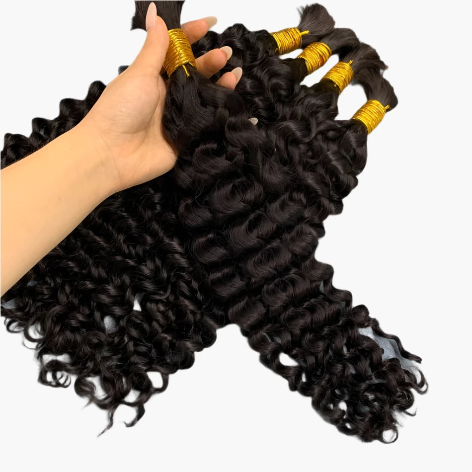 Loose Deep Curly Indian Remy Hair – 100% Unprocessed Hair for Braiding - Glamorize Hair & Beauty 