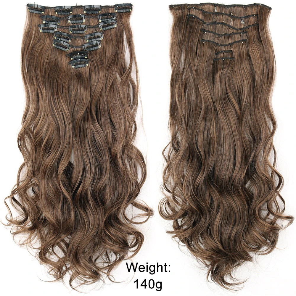 7-Piece Ombre Clip-In Hair Extensions – Heat-Resistant, Long Straight Style - Glamorize Hair & Beauty 