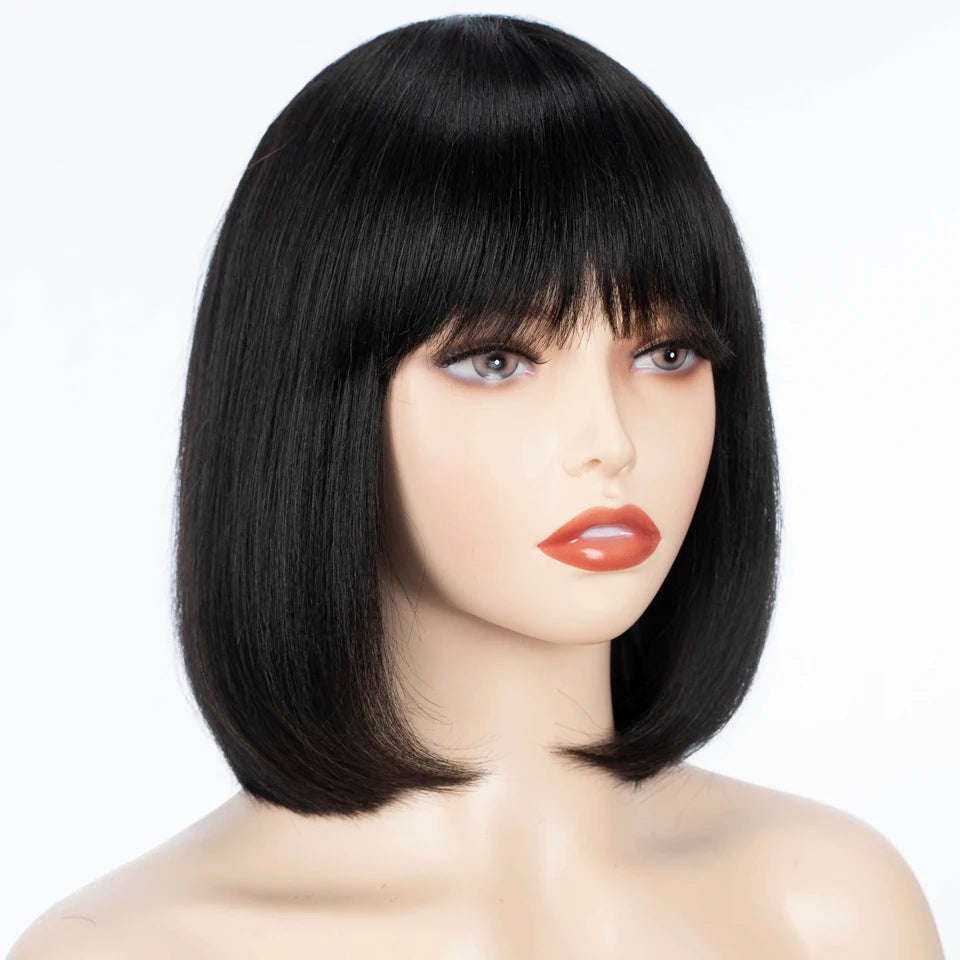 LuxeBob Remy Brazilian Short Wig – Sleek Bang Perfection - Glamorize Hair & Beauty 