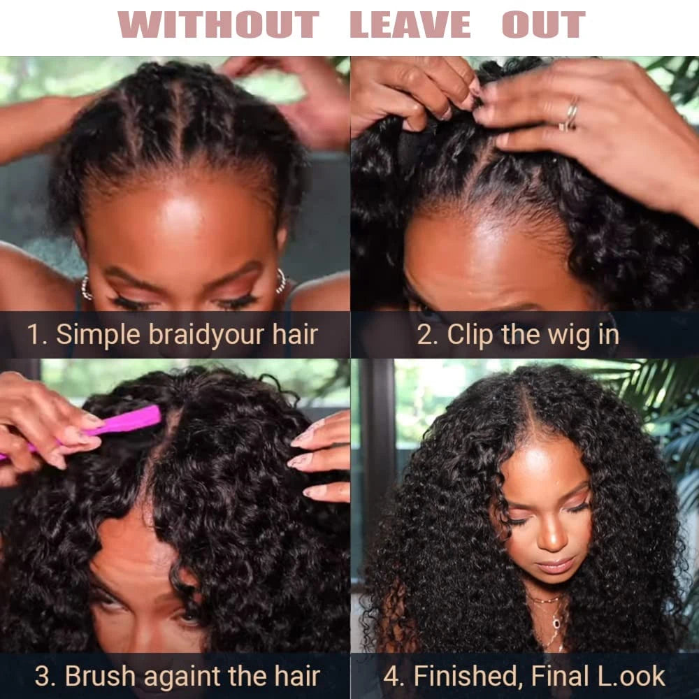 Afro Curly V-Part Wig – Glueless Synthetic Half Wig with Bouncy Curls - Glamorize Hair & Beauty 