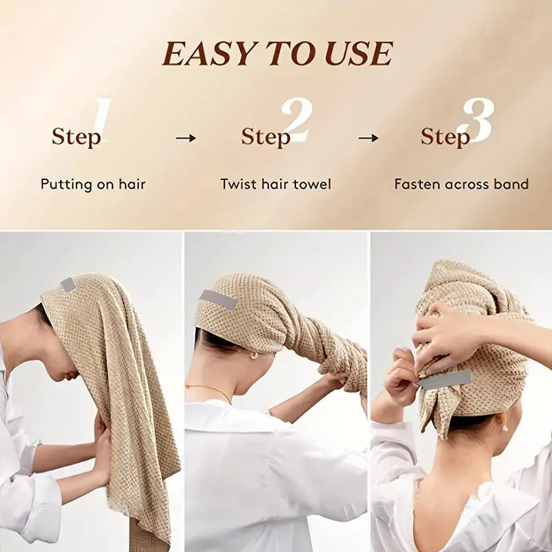 Ultra-Absorbent Microfiber Hair Towel Wrap – Quick Dry with Elastic Band (Turban Towel) - Glamorize Hair & Beauty 