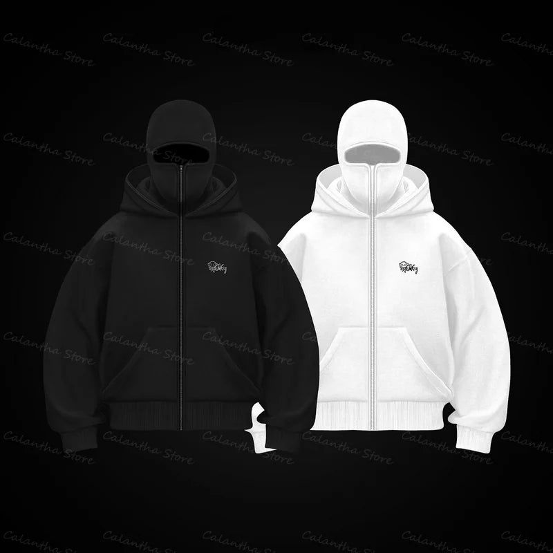 GHB Retro Balaclava Hoodie – Double-Layer Multiple Color Winter Streetwear - Glamorize Hair & Beauty 