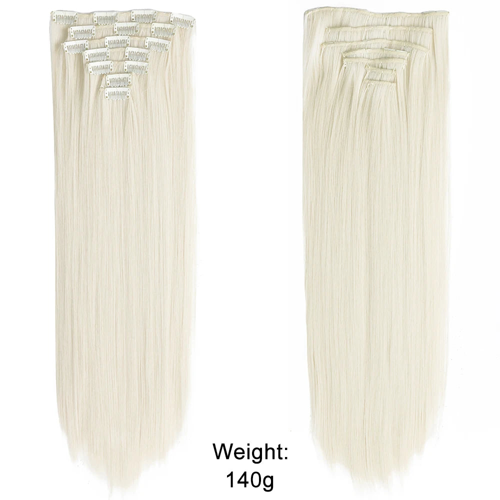 7-Piece Ombre Clip-In Hair Extensions – Heat-Resistant, Long Straight Style - Glamorize Hair & Beauty 