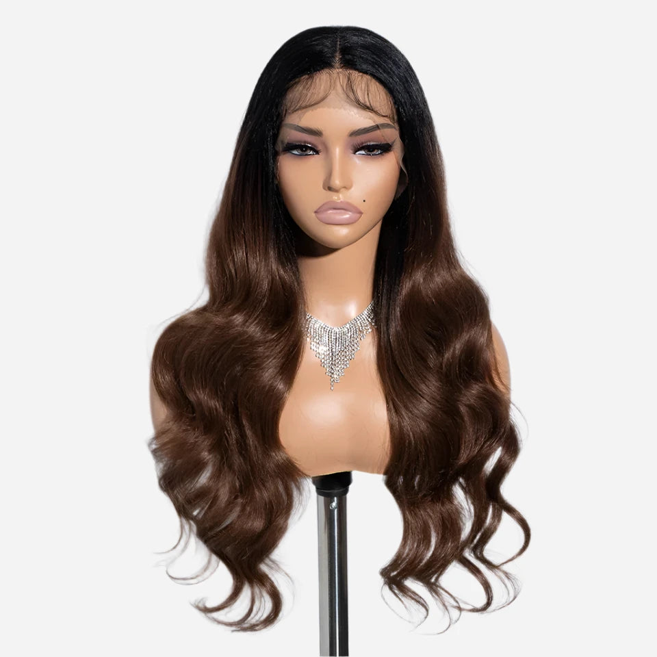 Glam Wave 26" Ombre Lace Front Wig – Honey Brown & Blonde Highlights - Glamorize Hair & Beauty 