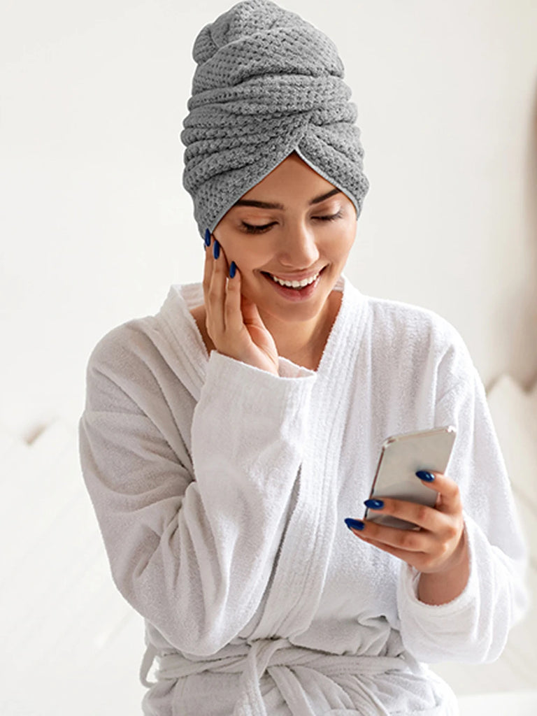Ultra-Absorbent Microfiber Hair Towel Wrap – Quick Dry with Elastic Band (Turban Towel) - Glamorize Hair & Beauty 