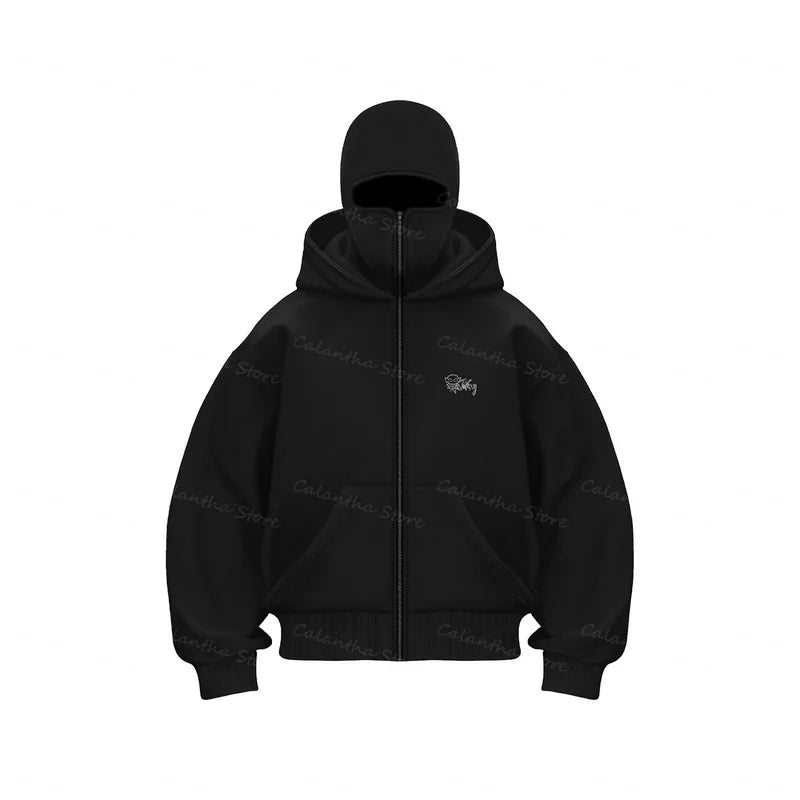 GHB Retro Balaclava Hoodie – Double-Layer Multiple Color Winter Streetwear - Glamorize Hair & Beauty 