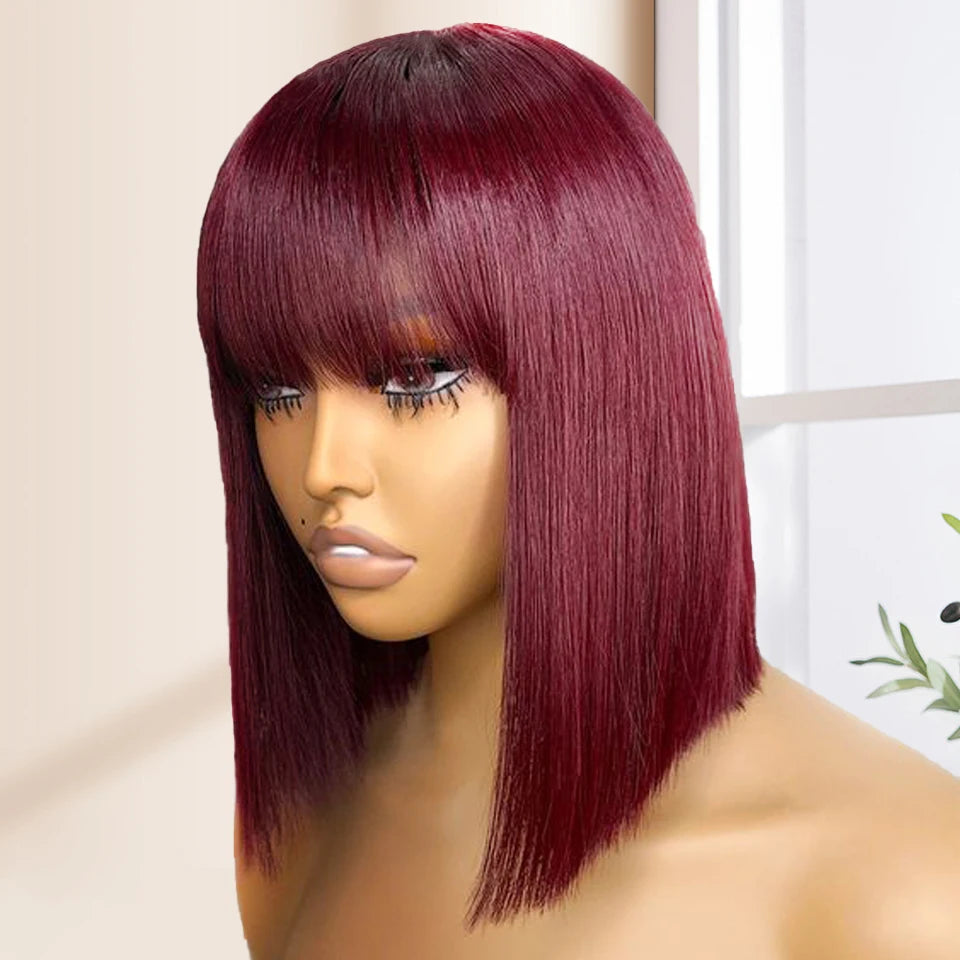 SleekChic Bob Wig – Brazilian Straight with Bangs - Glamorize Hair & Beauty 