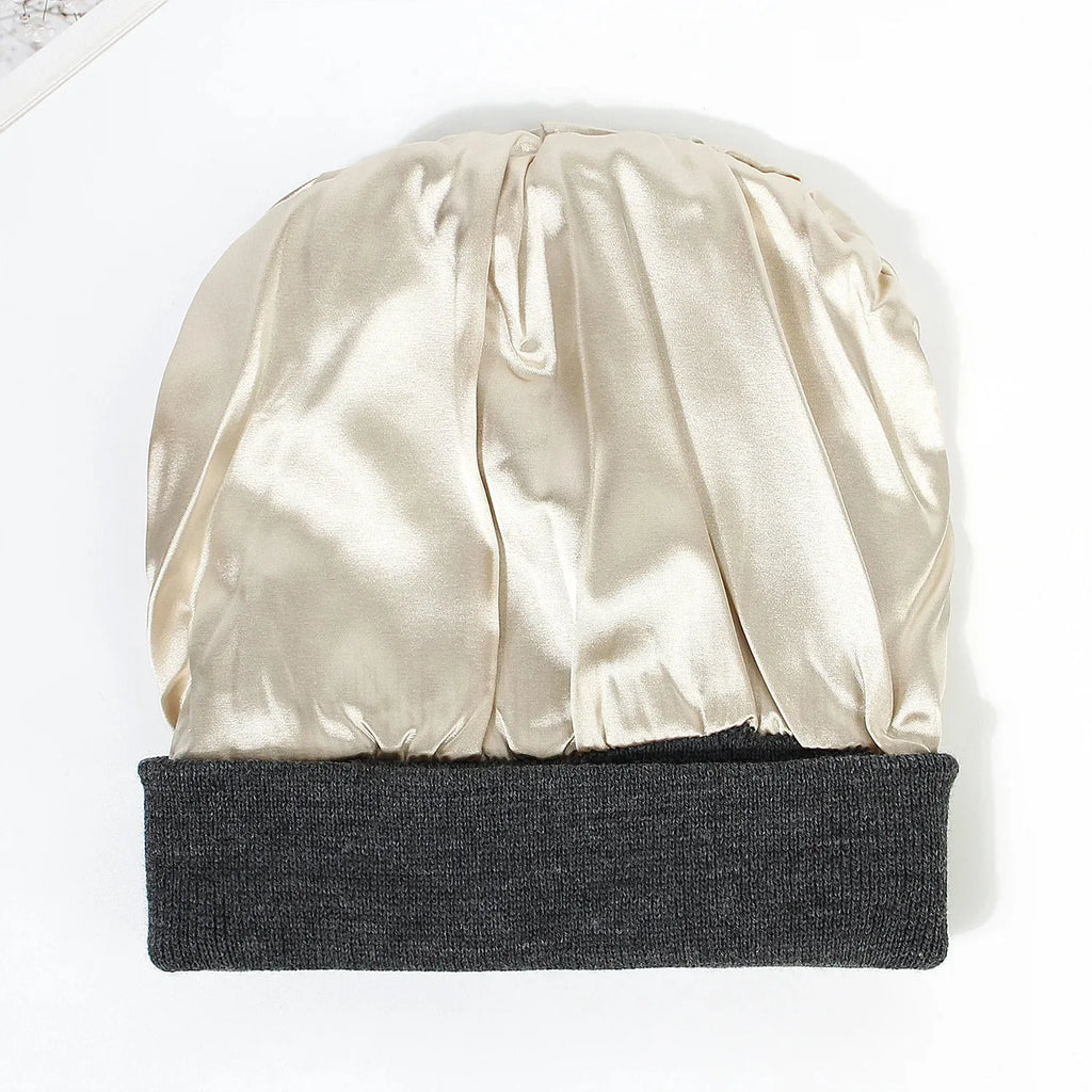 Unisex Satin-Lined Anti-Static Beanie – Winter Warmth & Hair Protection - Glamorize Hair & Beauty 