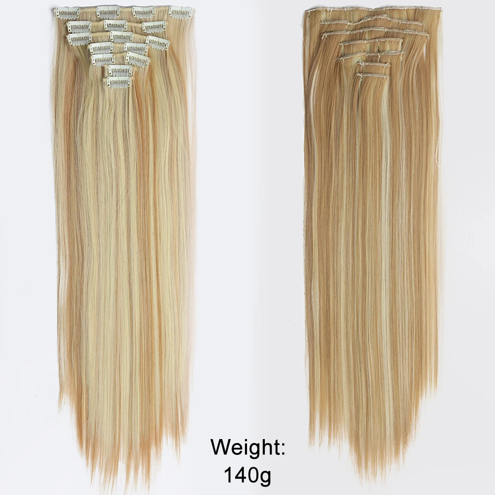 7-Piece Ombre Clip-In Hair Extensions – Heat-Resistant, Long Straight Style - Glamorize Hair & Beauty 