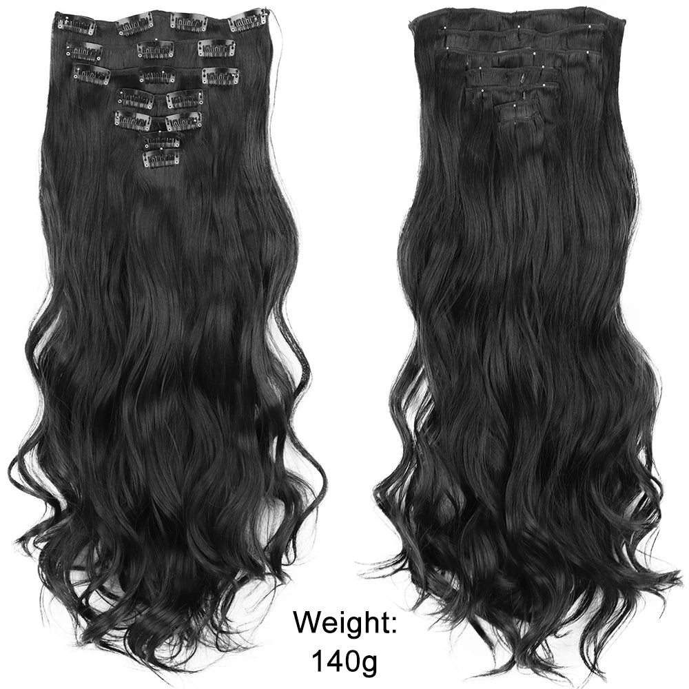 7-Piece Ombre Clip-In Hair Extensions – Heat-Resistant, Long Straight Style - Glamorize Hair & Beauty 