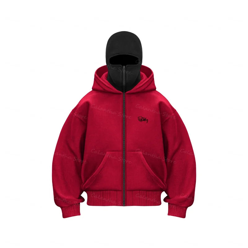 GHB Retro Balaclava Hoodie – Double-Layer Multiple Color Winter Streetwear - Glamorize Hair & Beauty 