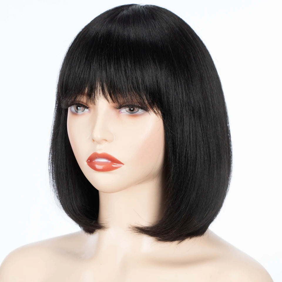 LuxeBob Remy Brazilian Short Wig – Sleek Bang Perfection - Glamorize Hair & Beauty 