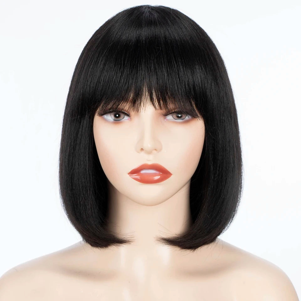 LuxeBob Remy Brazilian Short Wig – Sleek Bang Perfection - Glamorize Hair & Beauty 