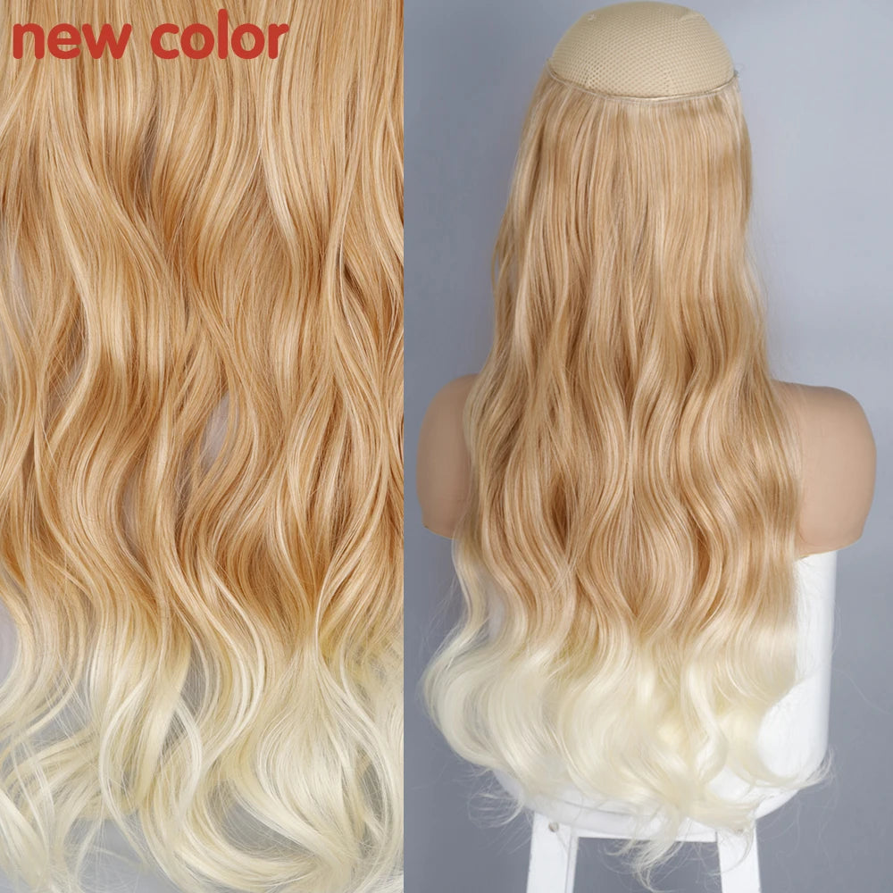 Invisible Wire Hair Extensions – One-Piece Synthetic Straight Hairpiece - Glamorize Hair & Beauty 