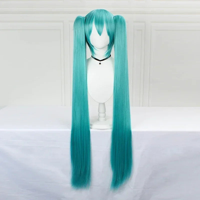110cm Long Miku Cosplay Wig – Heat-Resistant Synthetic Hair with Clip-In Ponytails - Glamorize Hair & Beauty 