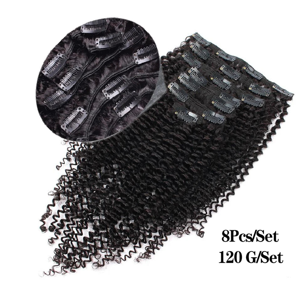 Kinky Curly Clip-In Hair Extensions – 3C/4A Afro Human Hair Full Head Set - Glamorize Hair & Beauty 