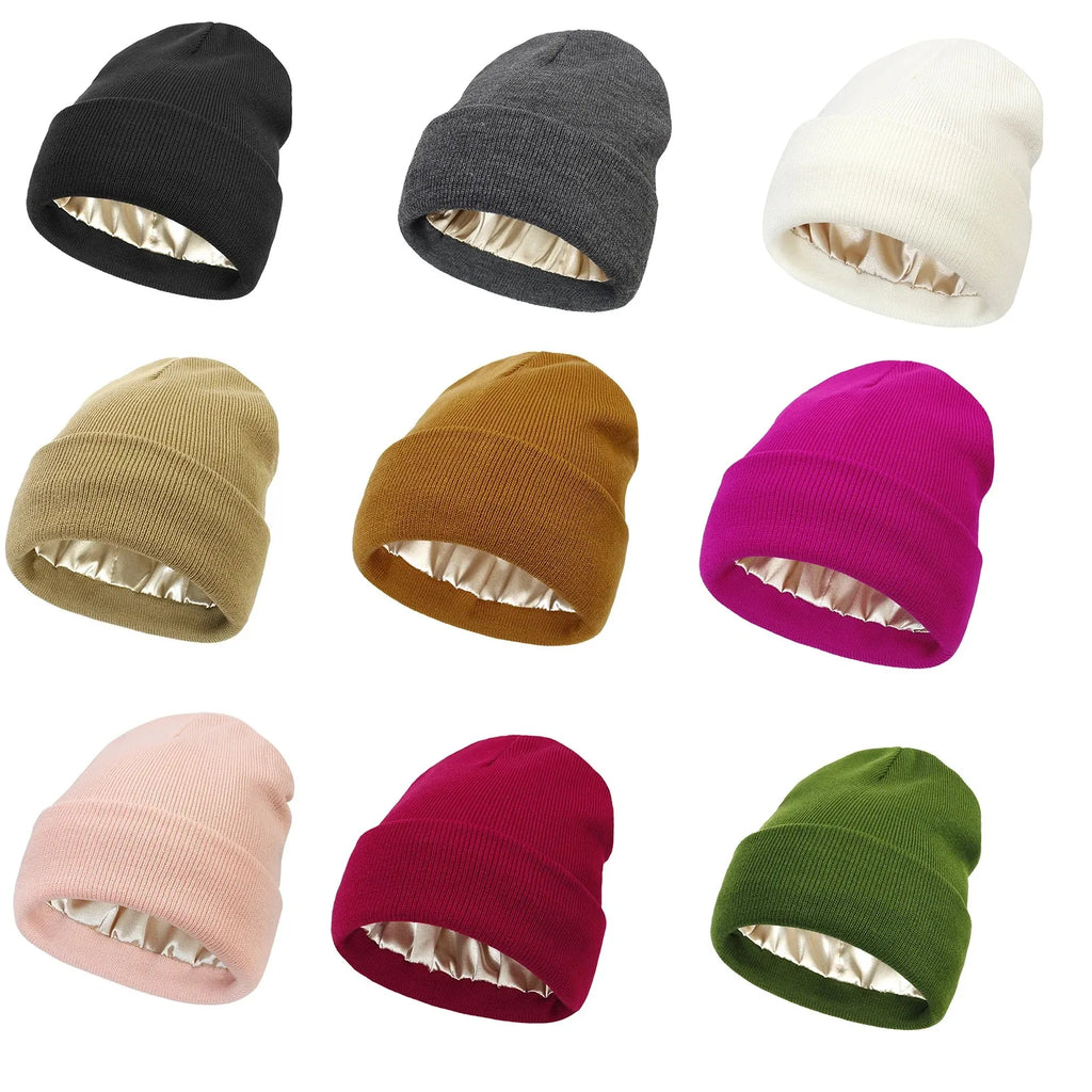 Unisex Satin-Lined Anti-Static Beanie – Winter Warmth & Hair Protection - Glamorize Hair & Beauty 