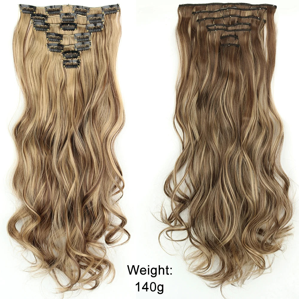 7-Piece Ombre Clip-In Hair Extensions – Heat-Resistant, Long Straight Style - Glamorize Hair & Beauty 