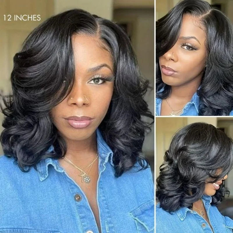 Sophianna 13x6 Frontal Lace Natural Black Body Wave Side Part Long Wig 100% Human Hair for woman - Glamorize Hair & Beauty 