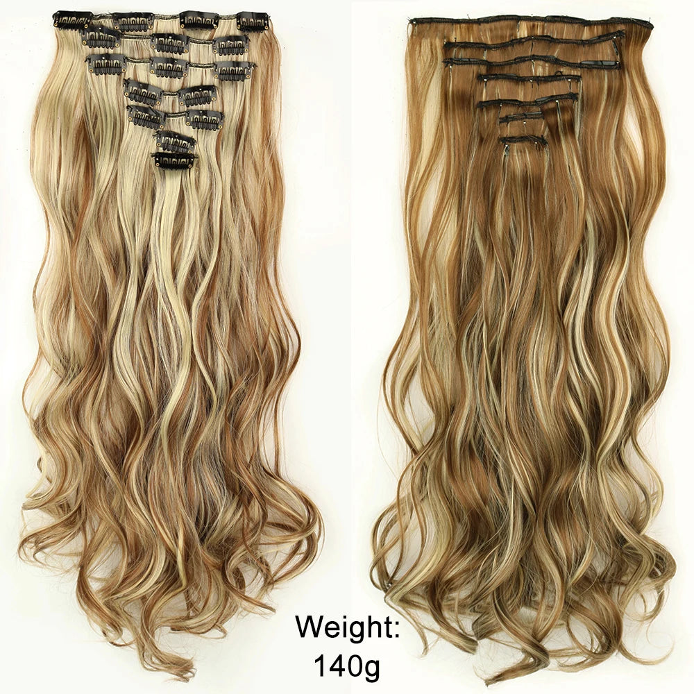 7-Piece Ombre Clip-In Hair Extensions – Heat-Resistant, Long Straight Style - Glamorize Hair & Beauty 