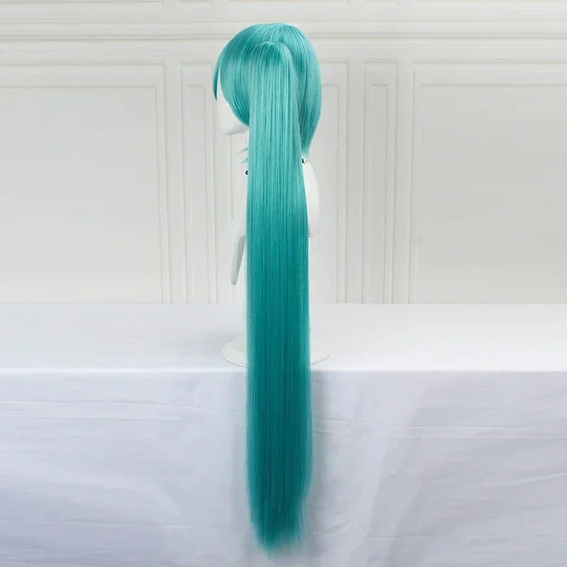110cm Long Miku Cosplay Wig – Heat-Resistant Synthetic Hair with Clip-In Ponytails - Glamorize Hair & Beauty 