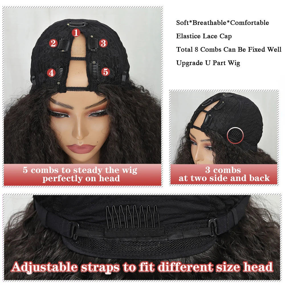 Afro Curly V-Part Wig – Glueless Synthetic Half Wig with Bouncy Curls - Glamorize Hair & Beauty 