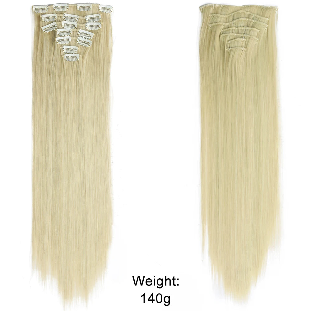 7-Piece Ombre Clip-In Hair Extensions – Heat-Resistant, Long Straight Style - Glamorize Hair & Beauty 
