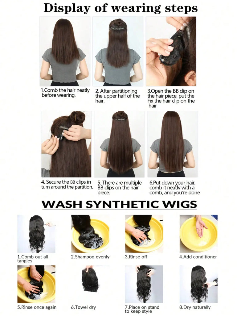 Water Wave Clip-In Hair Extensions – Full Head Synthetic Hairpieces (22") - Glamorize Hair & Beauty 