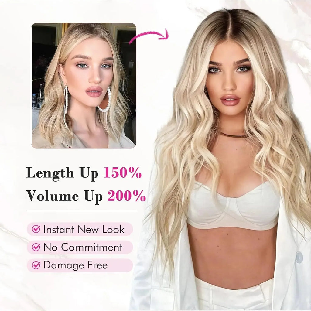 Water Wave Clip-In Hair Extensions – Full Head Synthetic Hairpieces (22") - Glamorize Hair & Beauty 