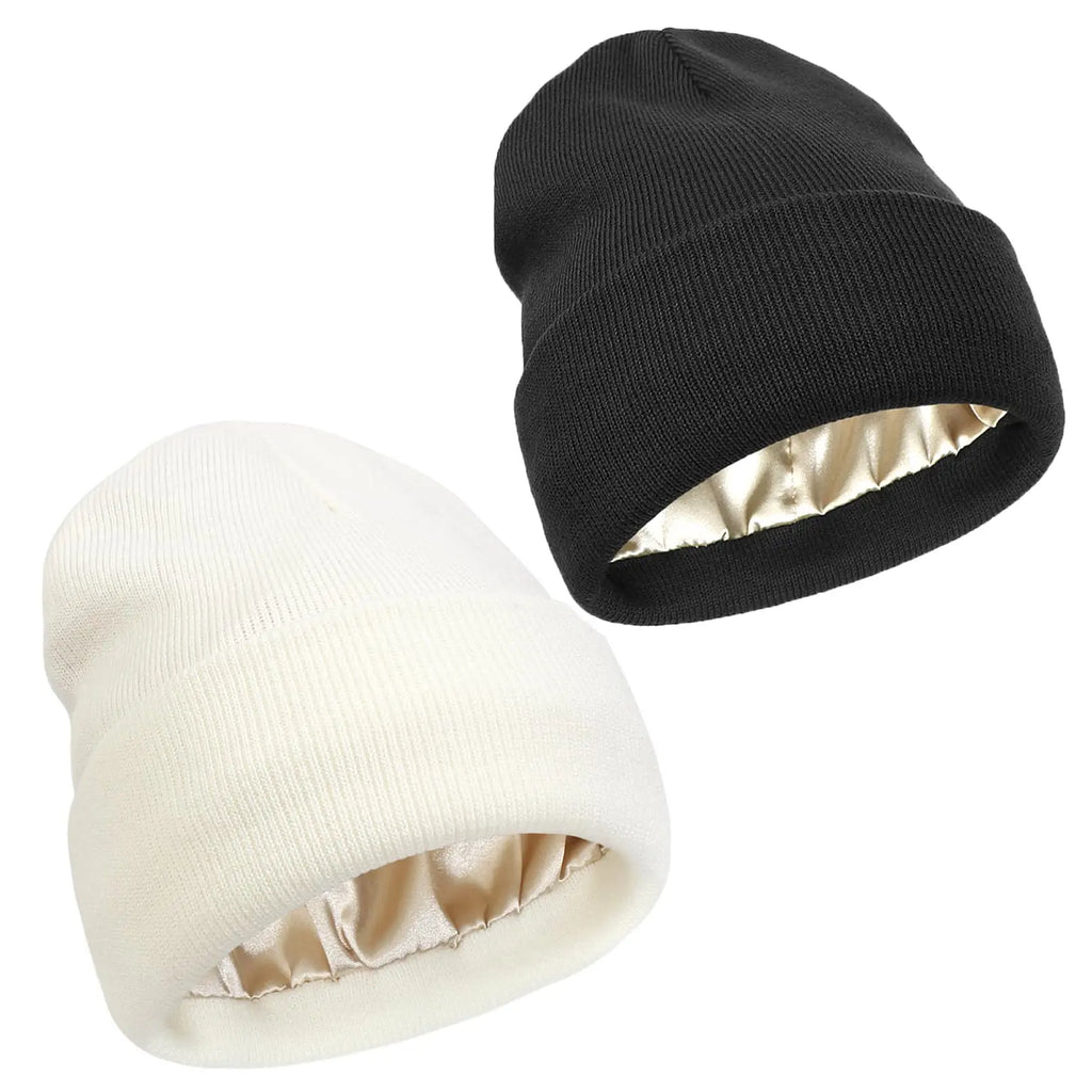 Unisex Satin-Lined Anti-Static Beanie – Winter Warmth & Hair Protection - Glamorize Hair & Beauty 