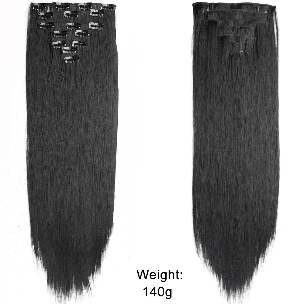 7-Piece Ombre Clip-In Hair Extensions – Heat-Resistant, Long Straight Style - Glamorize Hair & Beauty 
