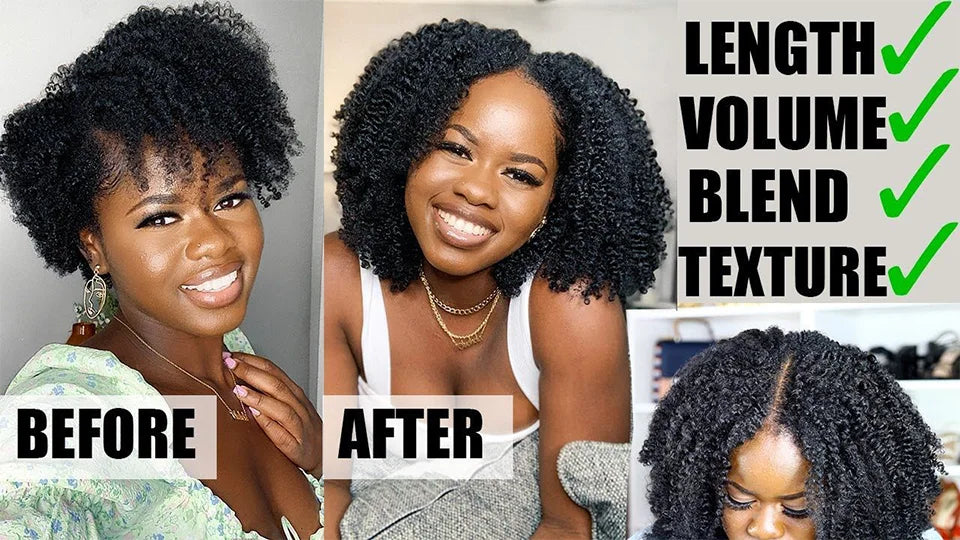Kinky Curly Clip-In Hair Extensions – 3C/4A Afro Human Hair Full Head Set - Glamorize Hair & Beauty 