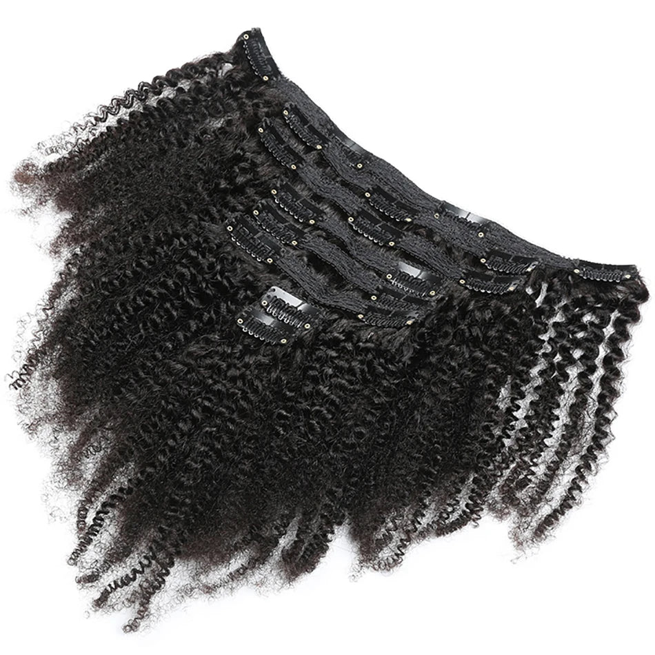 Kinky Curly Clip-In Hair Extensions – 3C/4A Afro Human Hair Full Head Set - Glamorize Hair & Beauty 