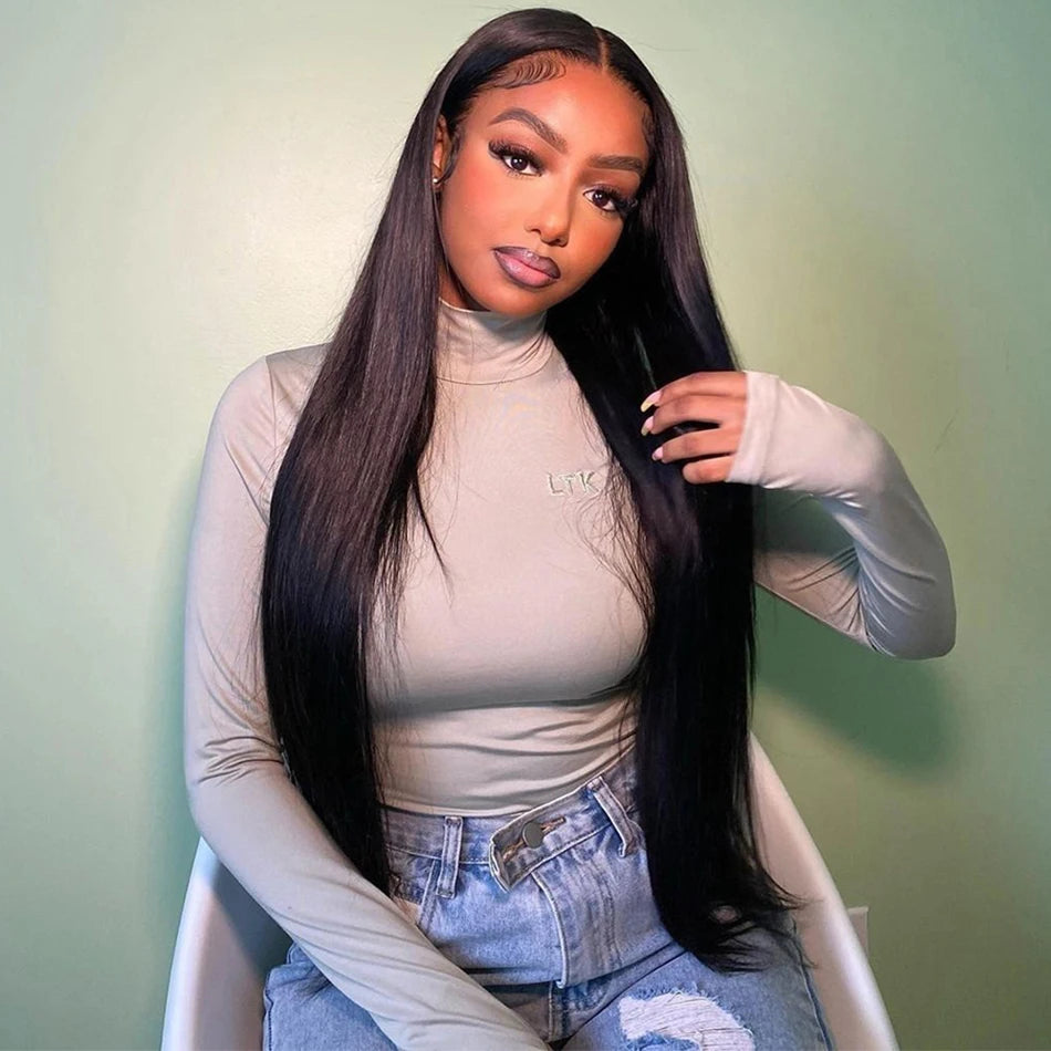 Malaysian Straight Lace Frontal Wig – 13x6 HD Transparent Pre-Plucked Human Hair - Glamorize Hair & Beauty 