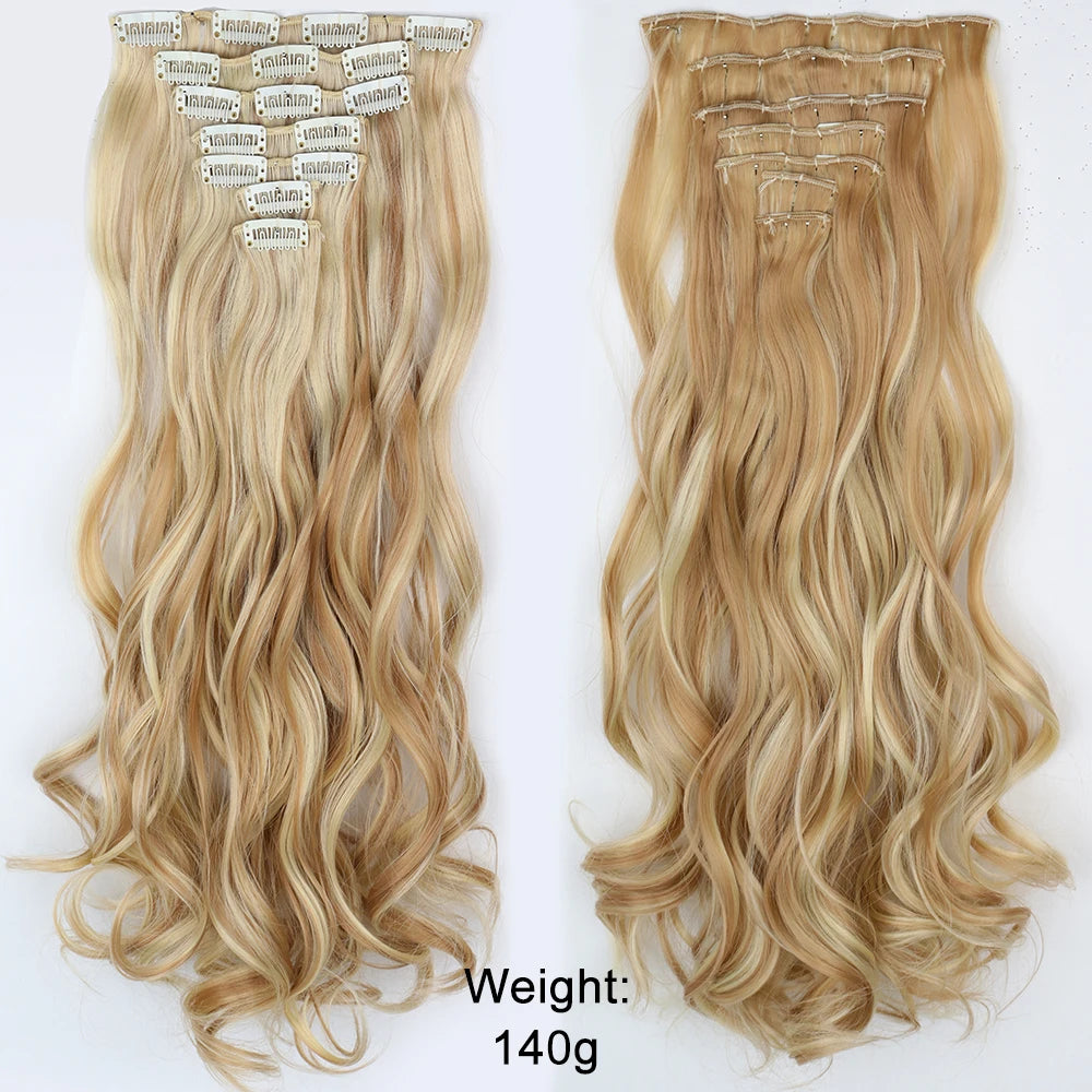 7-Piece Ombre Clip-In Hair Extensions – Heat-Resistant, Long Straight Style - Glamorize Hair & Beauty 