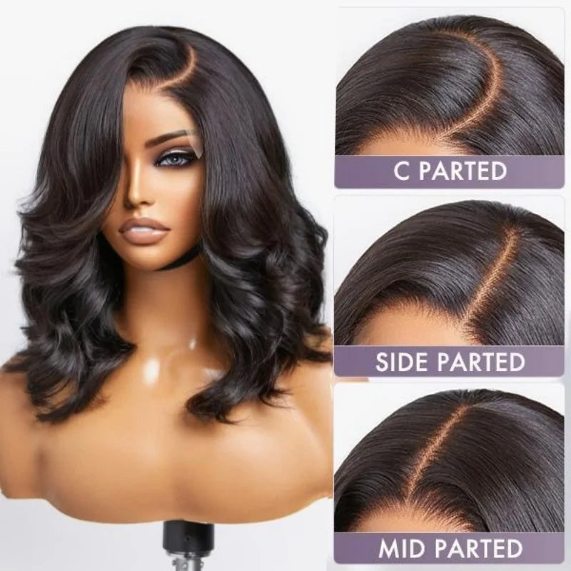 Sophianna 13x6 Frontal Lace Natural Black Body Wave Side Part Long Wig 100% Human Hair for woman - Glamorize Hair & Beauty 
