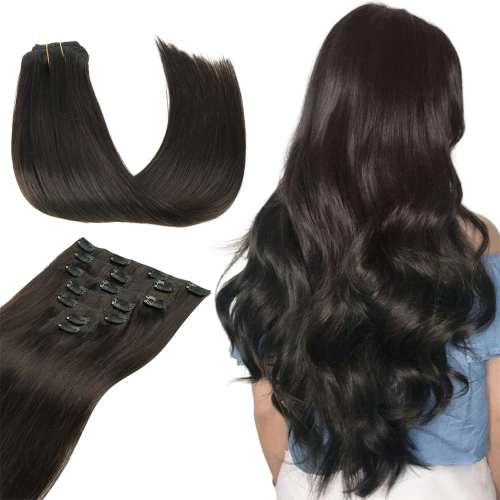 7-Piece Ombre Clip-In Hair Extensions – Heat-Resistant, Long Straight Style - Glamorize Hair & Beauty 