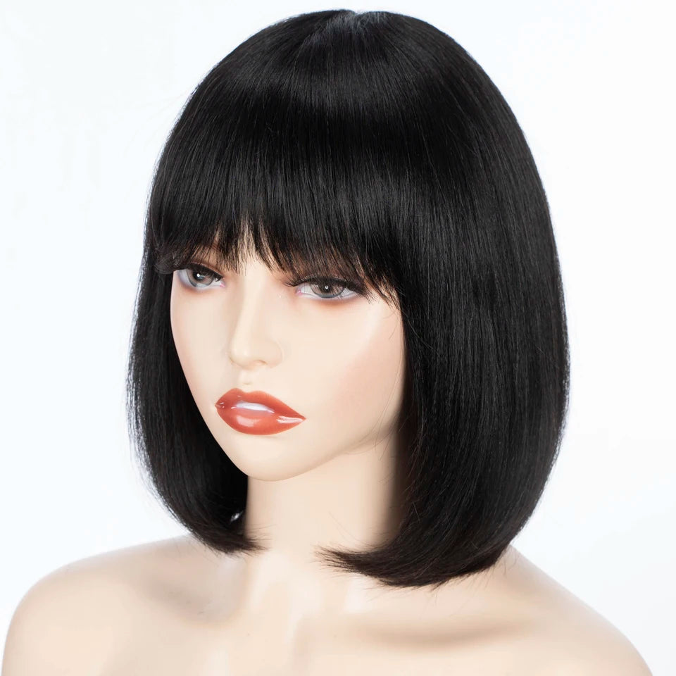 LuxeBob Remy Brazilian Short Wig – Sleek Bang Perfection - Glamorize Hair & Beauty 