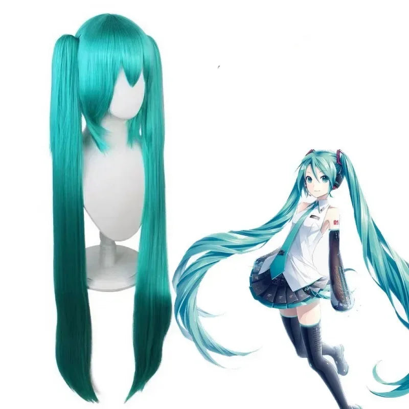 110cm Long Miku Cosplay Wig – Heat-Resistant Synthetic Hair with Clip-In Ponytails - Glamorize Hair & Beauty 