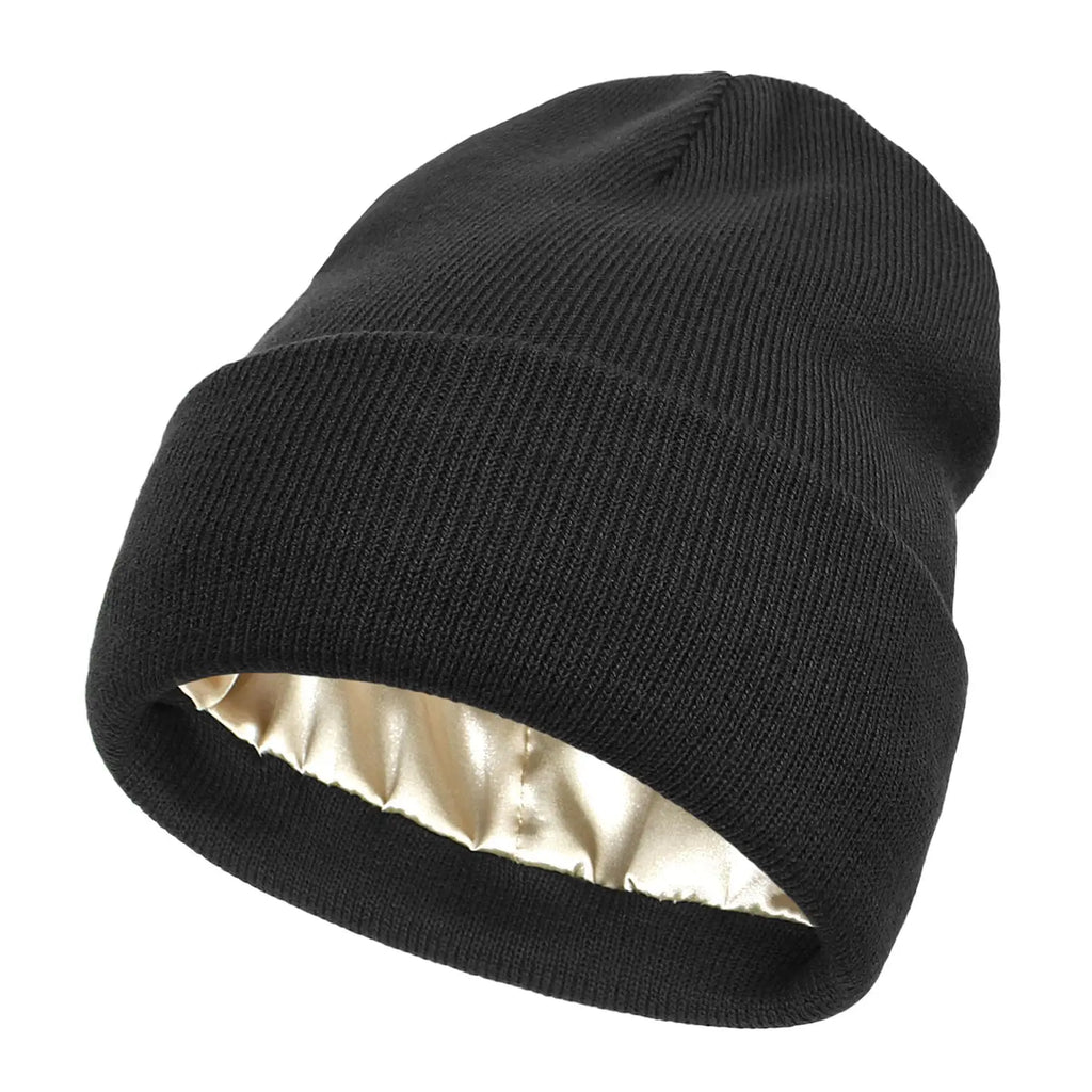 Unisex Satin-Lined Anti-Static Beanie – Winter Warmth & Hair Protection - Glamorize Hair & Beauty 