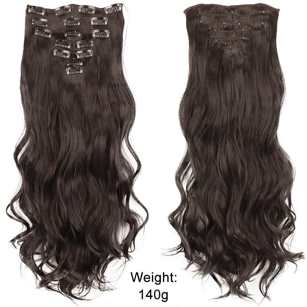 7-Piece Ombre Clip-In Hair Extensions – Heat-Resistant, Long Straight Style - Glamorize Hair & Beauty 