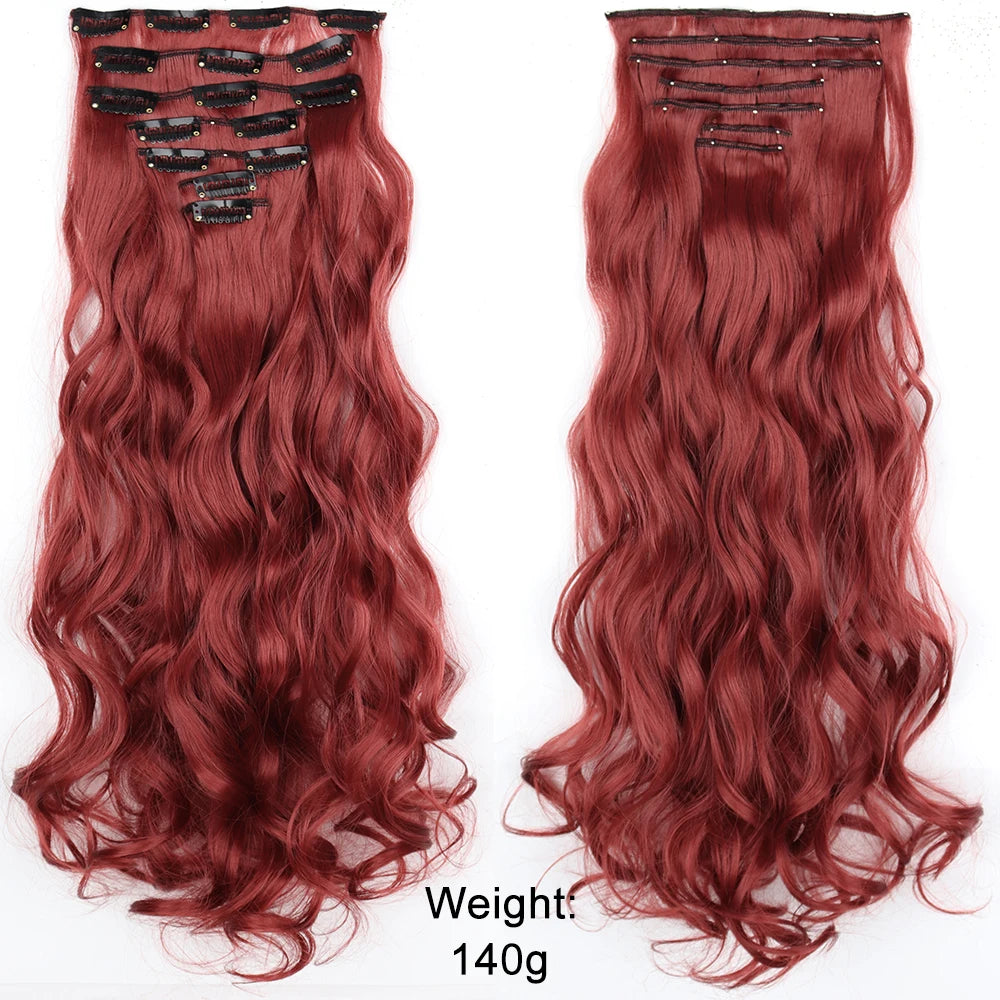 7-Piece Ombre Clip-In Hair Extensions – Heat-Resistant, Long Straight Style - Glamorize Hair & Beauty 